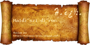 Halászi Áron névjegykártya